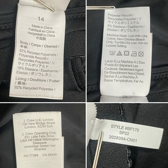 J. Crew Reimagined Square Neck One-Piece Swimsuit Black Ruched Size 14 Slimming - Picture 10 of 12